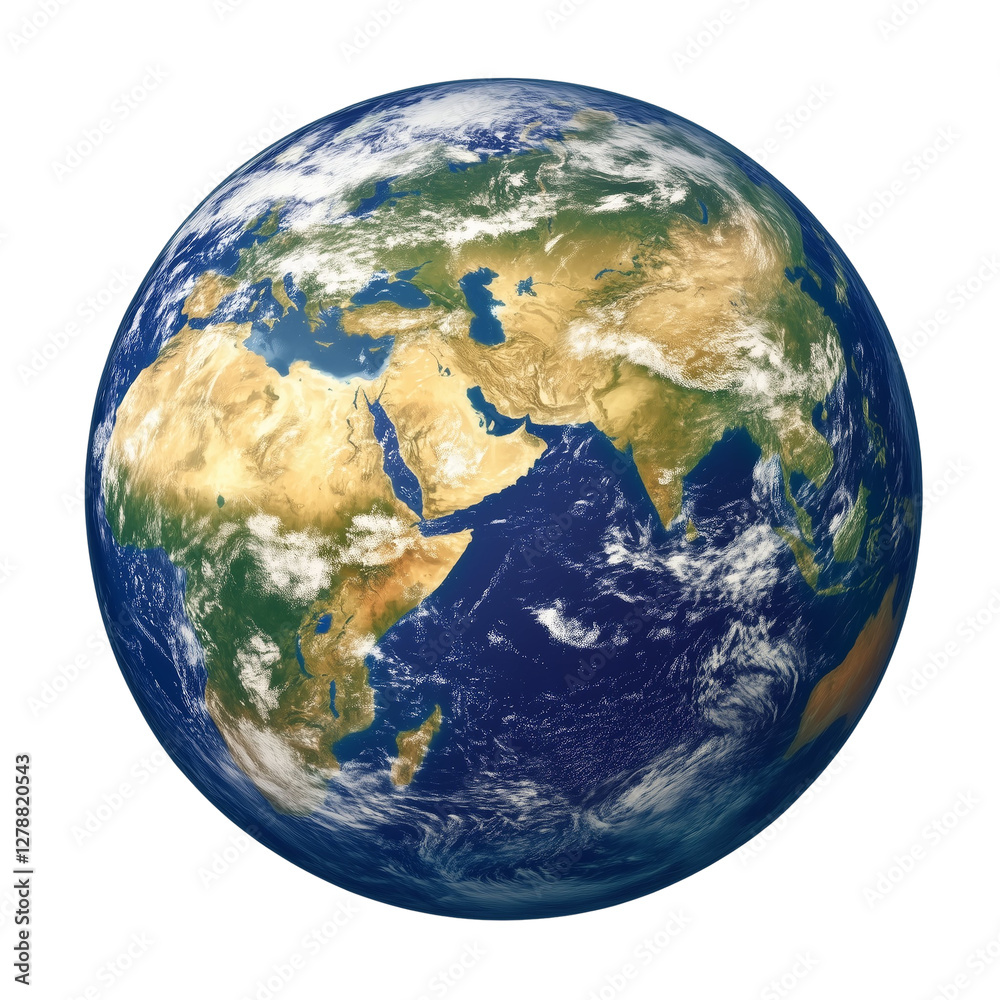 Fototapeta premium Planet Earth Isolated On Transparent Background, perfect for global themed designs, educational materials and environmental projects