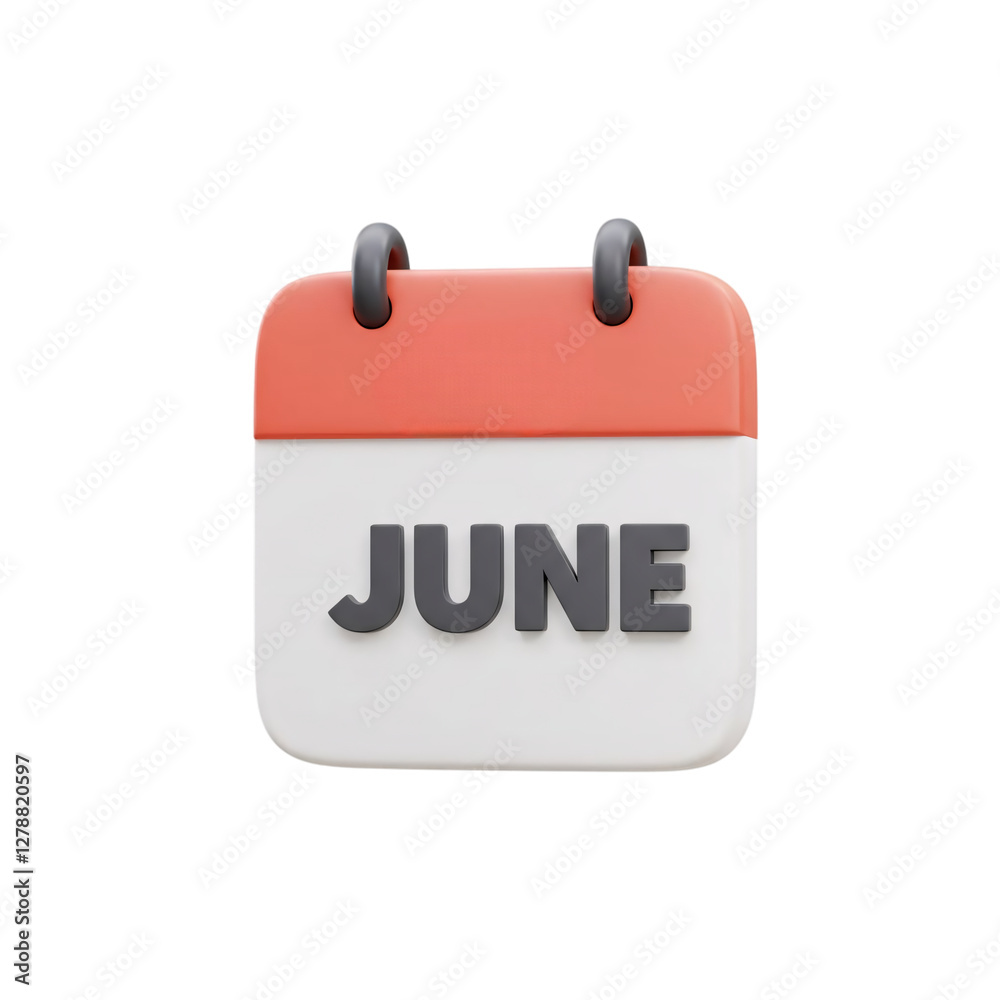 3d calendar june month isolated on transparent background 3d calendar june month isolated on transparent background