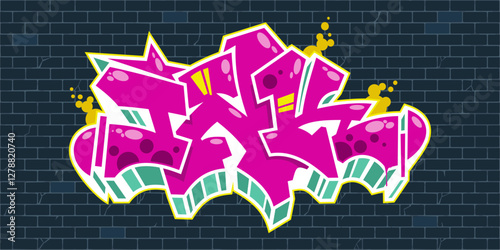 Trendy Urban Hip Hop Abstract Word Ink Graffiti Style Font Lettering Vector Illustration Template