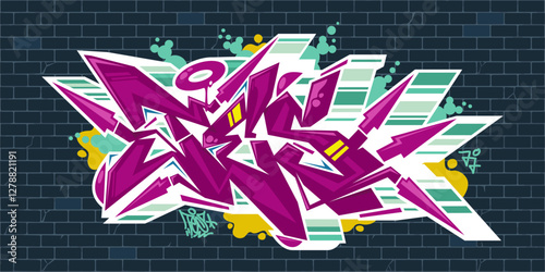 Cool Urban Hip Hop Abstract Word Tes Graffiti Style Font Lettering Vector Illustration Template Art