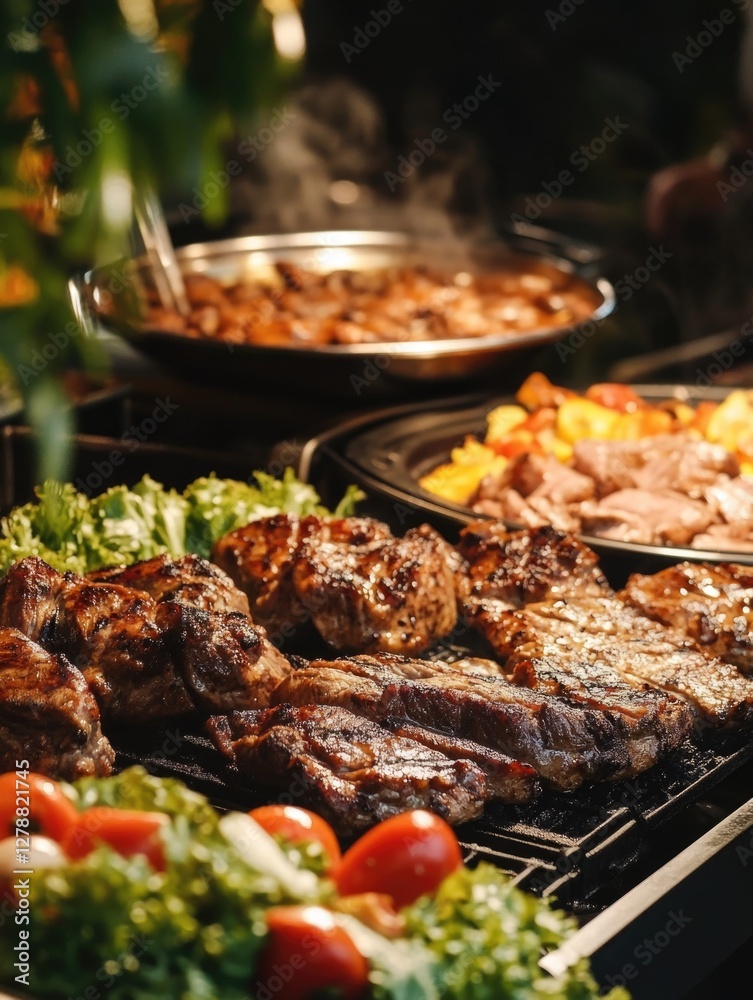 Grilled foods on barbecue Grilled foods on barbecue