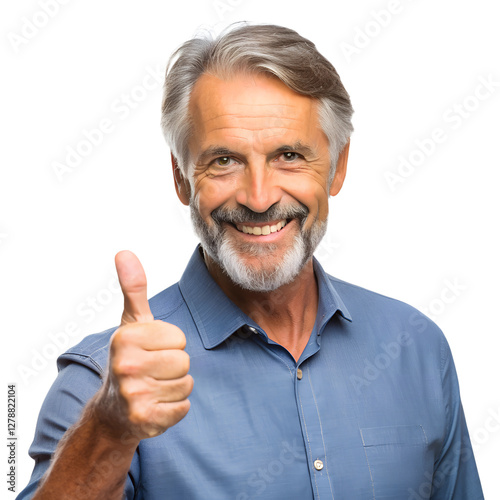 senior man showing thumbs up