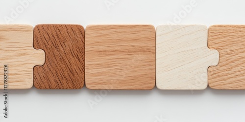 Minimalist Wooden Puzzle Connection Sleek Jigsaw Elements on Smooth Surface - Enhancing Business Strategies and Team Collaboration in Modern Workspaces