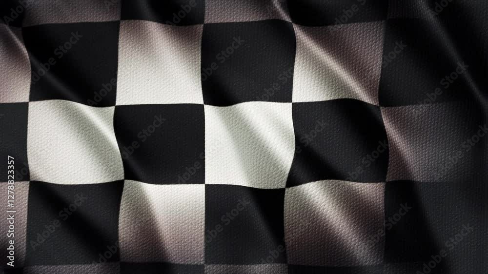 Chequered flag blowing animation stock footage