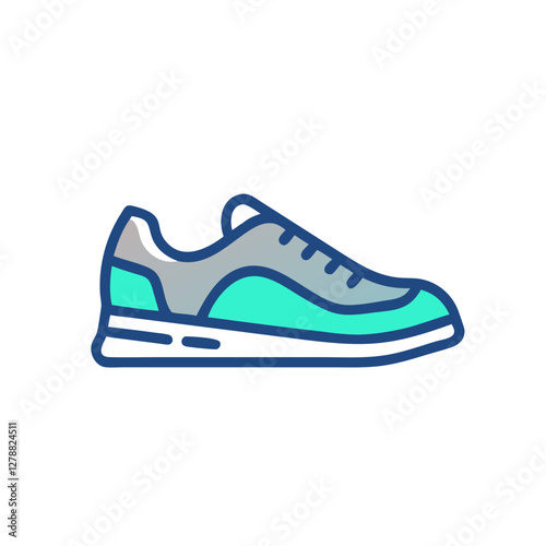 Sneaker shoe . Concept. Flat design. Vector illustration. Sneakers in flat style. Sneakers side view. Fashion sneakers.Modern air chamber style sneaker/trainer.

