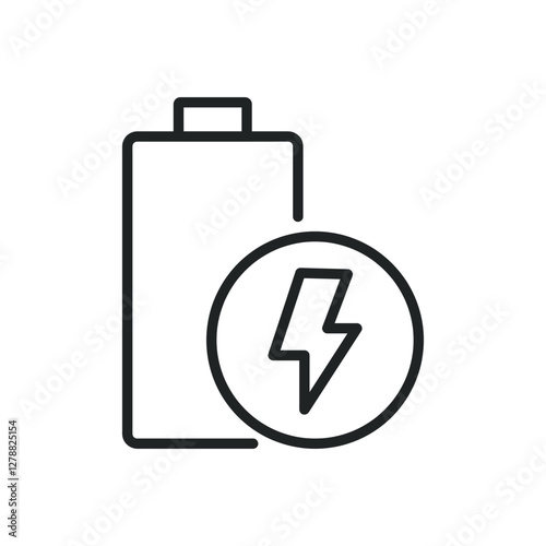 Battery charging thin line icons. Editable stroke and Perfect pixel on transparent background