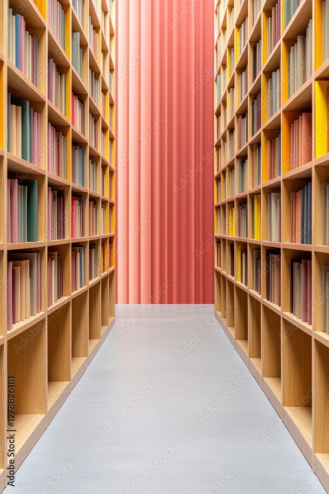 Neo-Colorful Library Design Vibrant Wooden Bookshelves with Pastel Hues for Urban Educational Spaces and Contemporary Interior Aesthetic Neo-Colorful Library Design Vibrant Wooden Bookshelves with Pastel Hues for Urban Educational Spaces and Contemporary Interior Aesthetic