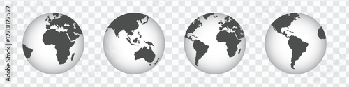 Earth Globe Icon Set | World Map Hemispheres Vector