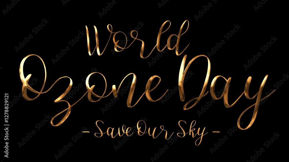 World Ozone Day - Save Our Sky. Words world ozone day save our sky in gold script. Ideal for ozone awareness campaigns, environmental organizations, and educational materials. World Ozone Day - Save Our Sky. Words world ozone day save our sky in gold script. Ideal for ozone awareness campaigns, environmental organizations, and educational materials.