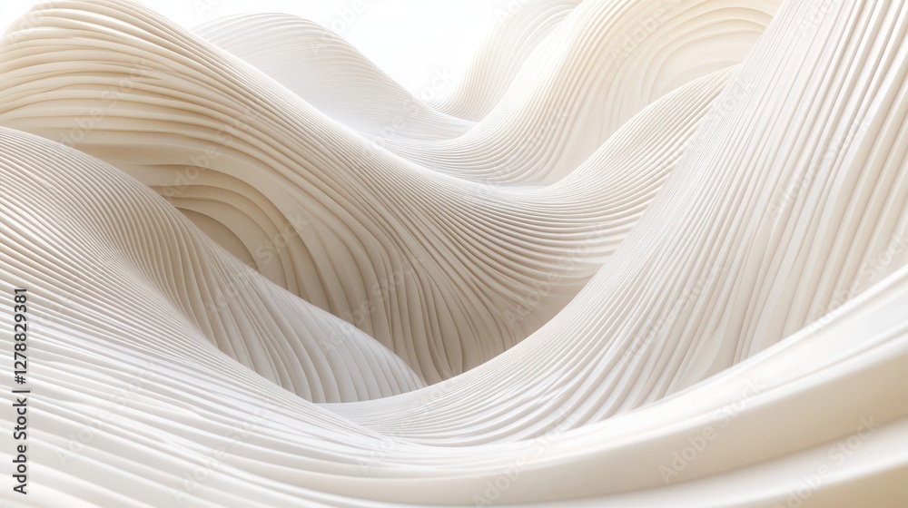 Obraz premium Abstract 3D render featuring rounded lines on a light background, emphasizing smooth curves and subtle gradients.