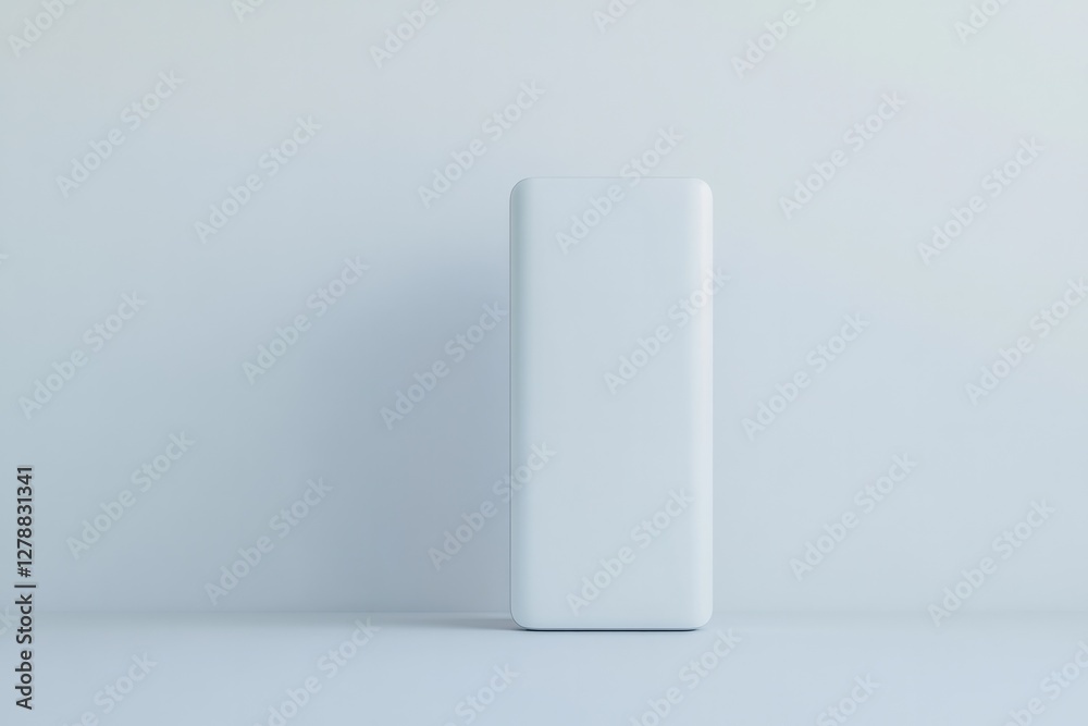 Sleek white object stands against minimalistic background, exudi Sleek white object stands against minimalistic background, exudi