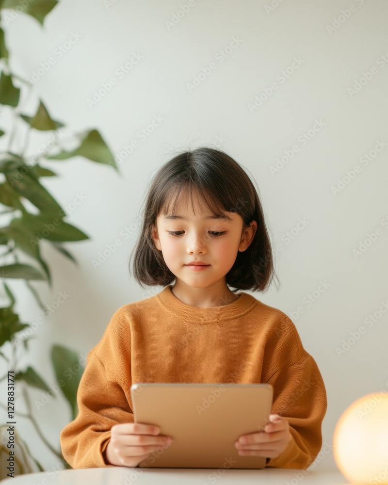 Interactive Learning Experience Young East Asian Girl Engaged in Virtual Math Lesson on Tablet - Modern E-Learning Solution for Digital Education Platforms and Tutoring Services Interactive Learning Experience Young East Asian Girl Engaged in Virtual Math Lesson on Tablet - Modern E-Learning Solution for Digital Education Platforms and Tutoring Services
