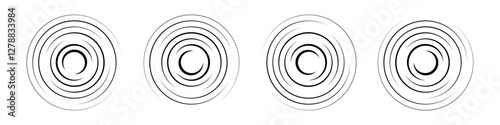 Set of radial signal, ripple, sonar wave, soundwave icons