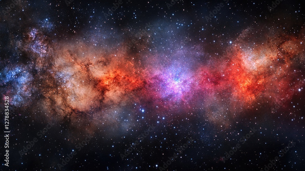 Fototapeta premium Stunning Nebula Space Photography Red and Blue Cosmic Clouds