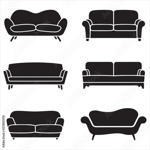 set vector various style sofa silhouettes