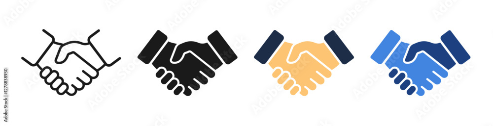 Handshake simple icon set. Business agreement handshake line and flat icon. Vector