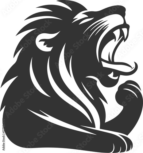 A lion yawning with a sleepy expression vector silhouette