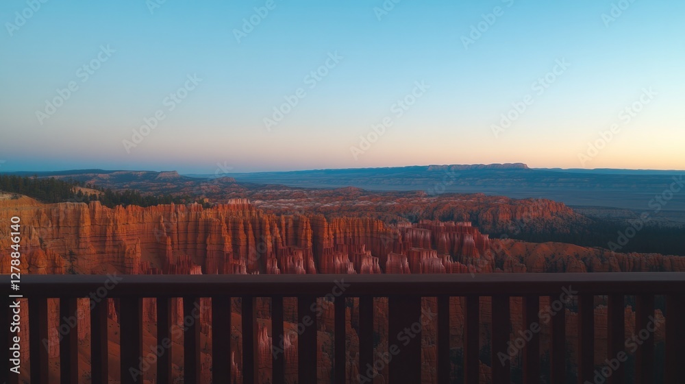 Expansive landscape featuring majestic cliffs bathed in warm sun