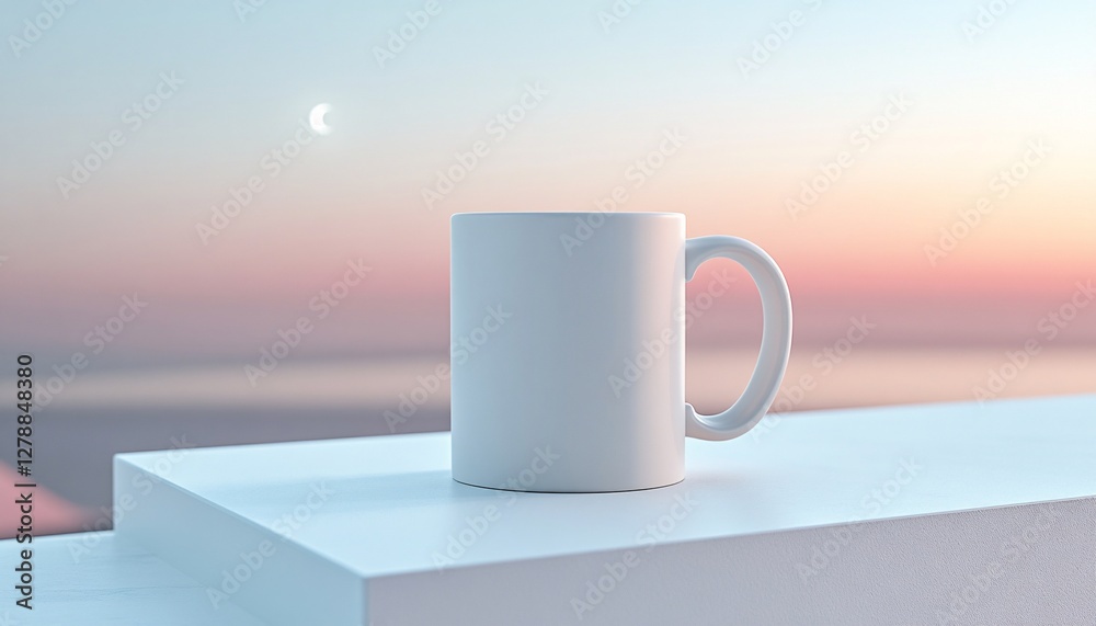 Obraz premium Sustainable Mug Design Mockup Celebrating Earth Day on a Matte White Background
