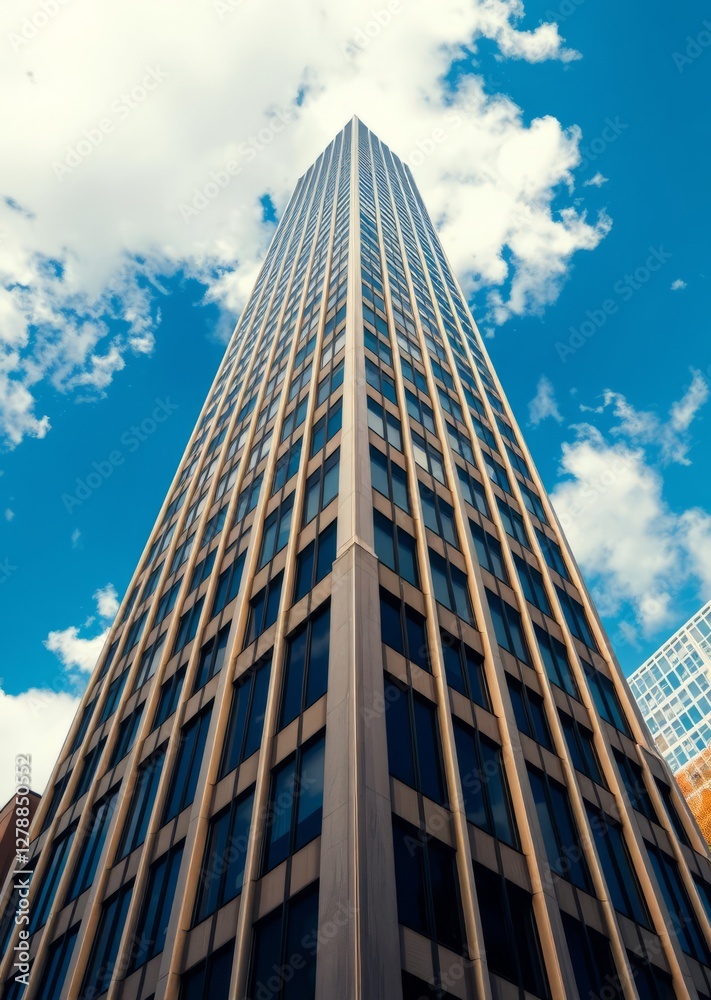 Low angle shot of a tall skyscraper and a blue sky skyscraper city building skyscraper downtown business architecture cityscape Low angle shot of a tall skyscraper and a blue sky skyscraper city building skyscraper downtown business architecture cityscape