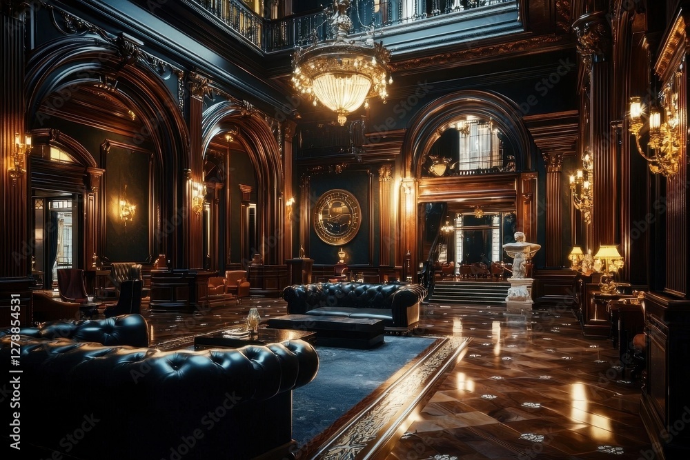 Obraz premium Discover timeless charm in a beautifully designed hotel lobby.