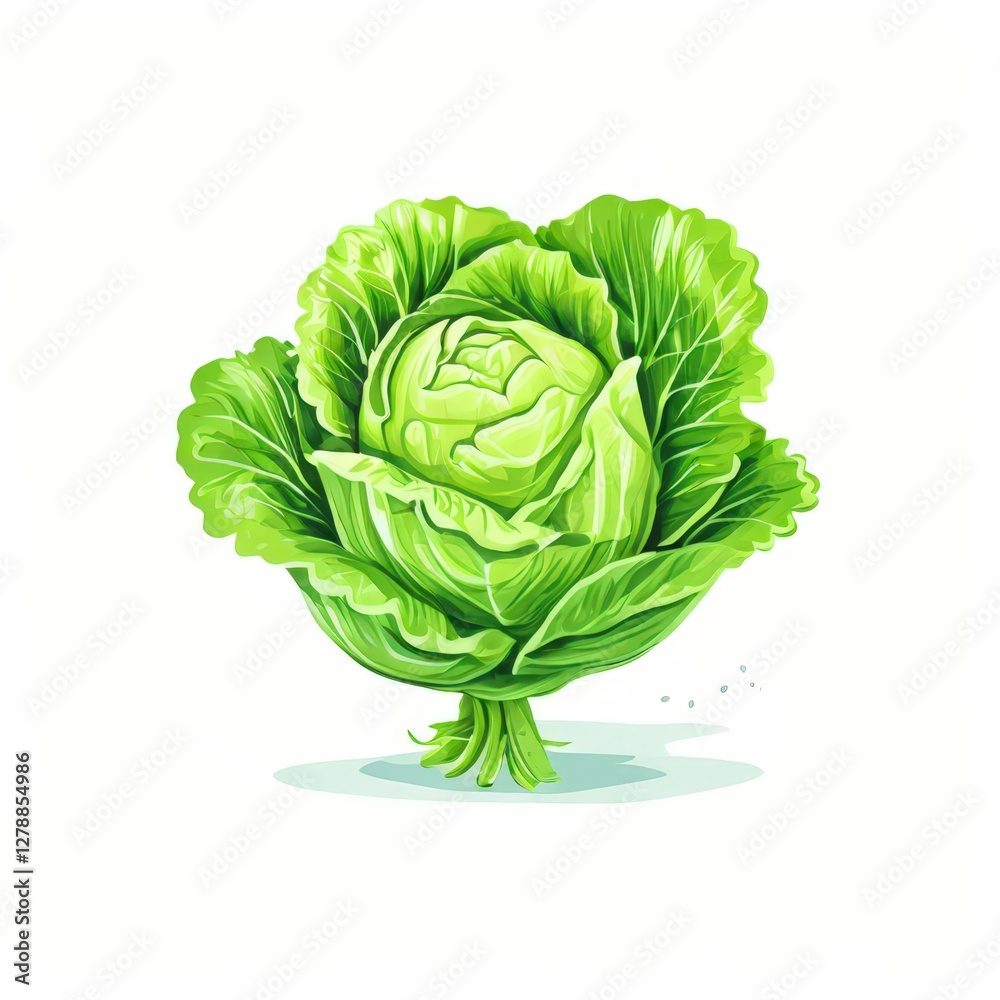 Obraz premium an AI Image Generator, Fresh Green Cabbage Illustration With Detailed