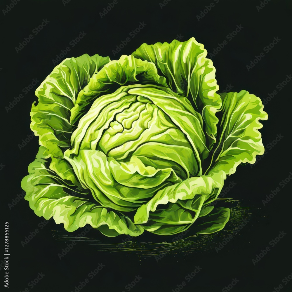 Fototapeta premium an AI Image Generator, Fresh Green Cabbage Illustration With Detailed
