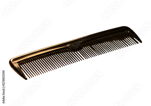 Close-up shot of an orange hair comb on a contrasting dark background photo