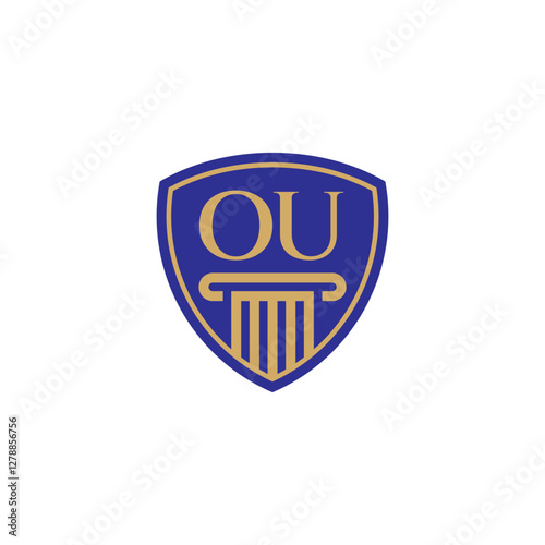 Free Download Law Logo Shield, Column and letter O and U - GFXLoad