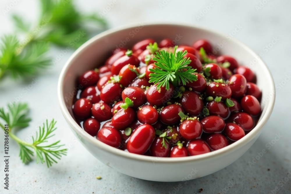 A Bowl of Red Beans Garnished with Fresh Herbs, a Delicious and Healthy Culinary Delight
