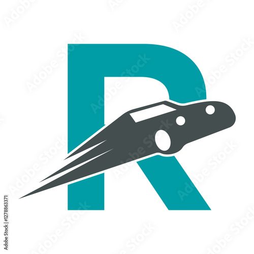 Speed Car Logo combine with letter R vector template