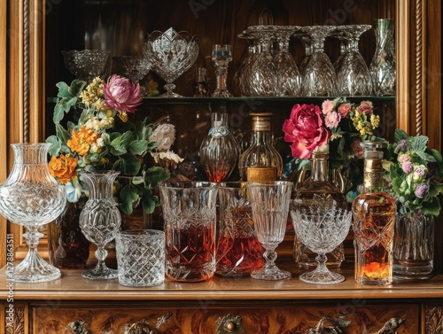 Wooden Table with Vases