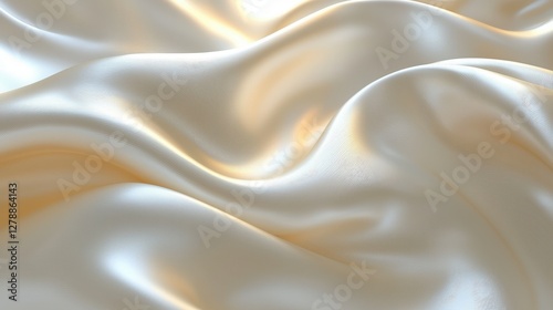 Luxurious white silk fabric with smooth, elegant folds perfect for draping or fashion design
