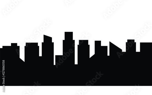 Building silhouette in city or capital with black color for illustration and element