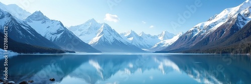 Wallpaper Mural Serene glacier lake with snow-capped mountains in the background, lake, frozen Torontodigital.ca