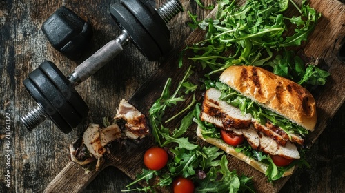 Grilled Chicken Sandwich Healthy Fitness Meal Prep photo