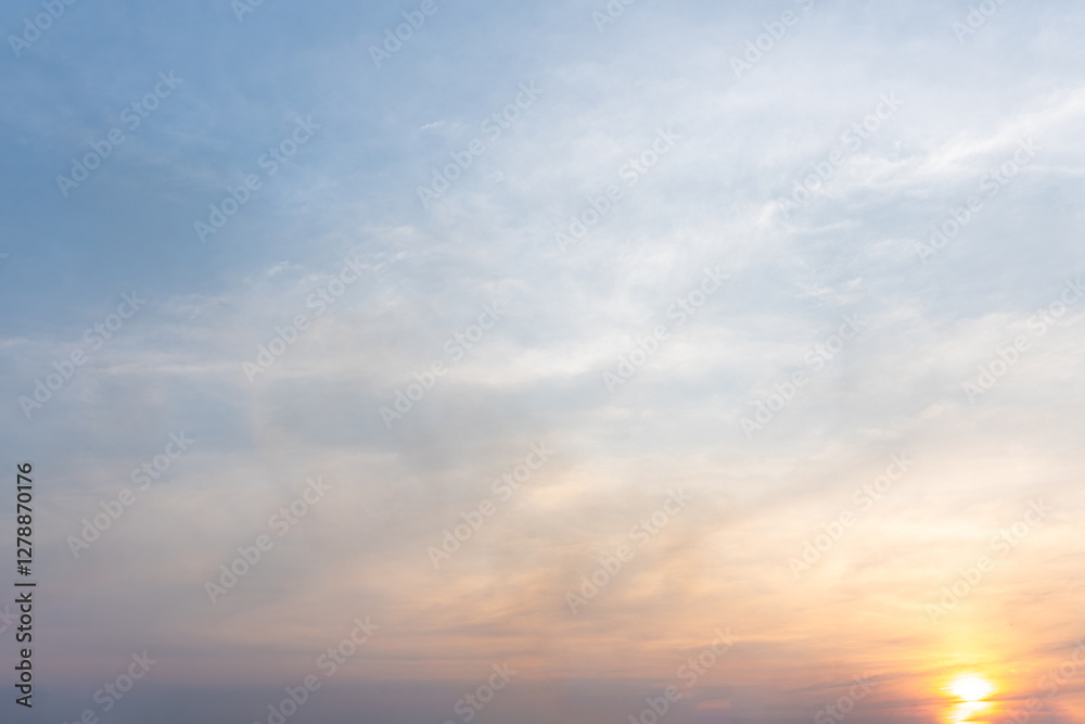 Serene Sunset Sky Pastel Hues Soft Clouds Evening Atmosphere Serene Sunset Sky Pastel Hues Soft Clouds Evening Atmosphere