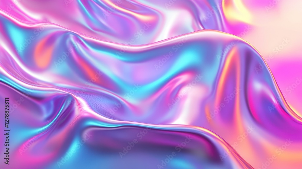 Obraz premium An abstract iridescent background design features shifting, multi-colored hues rendered in three dimensions.