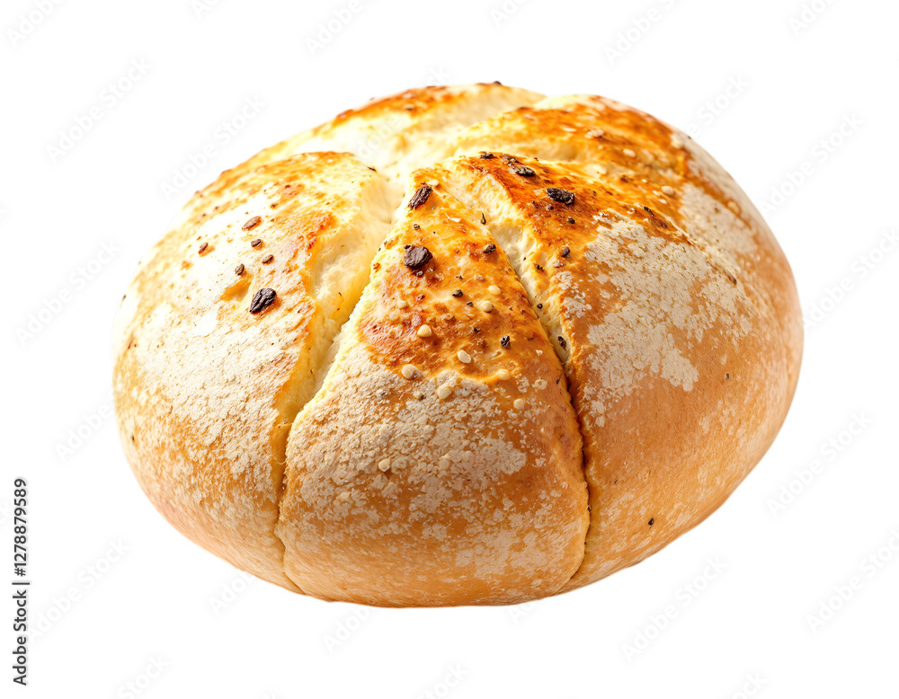 Close up of a freshly baked loaf of bread with black background and professional lighting, perfect for any culinary project Close up of a freshly baked loaf of bread with black background and professional lighting, perfect for any culinary project
