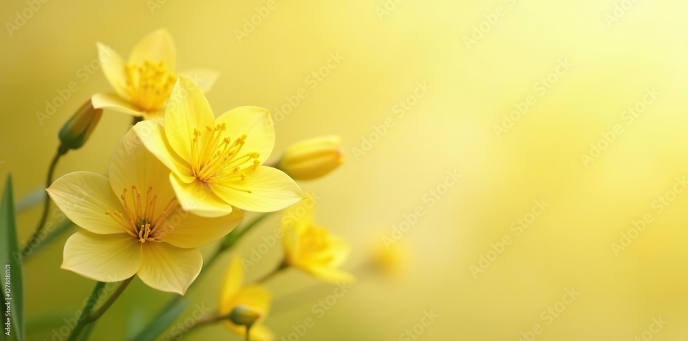 Obraz premium Soft and delicate yellow blooms in a isolated environment, soft, delicate