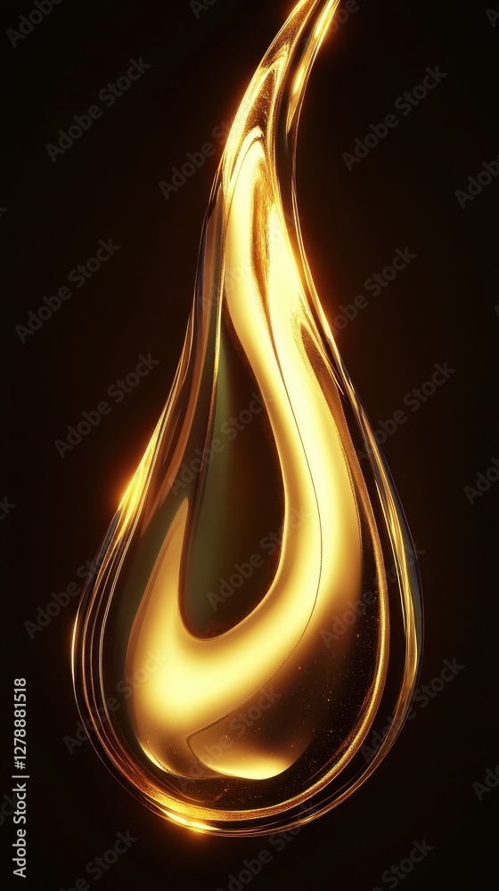 Golden Liquid Flowing in Abstract Form Golden Liquid Flowing in Abstract Form