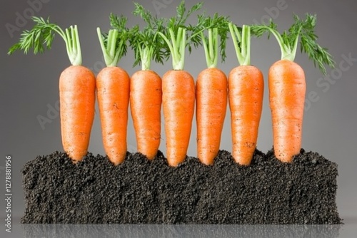 Close up of carrots arranged against gray background
