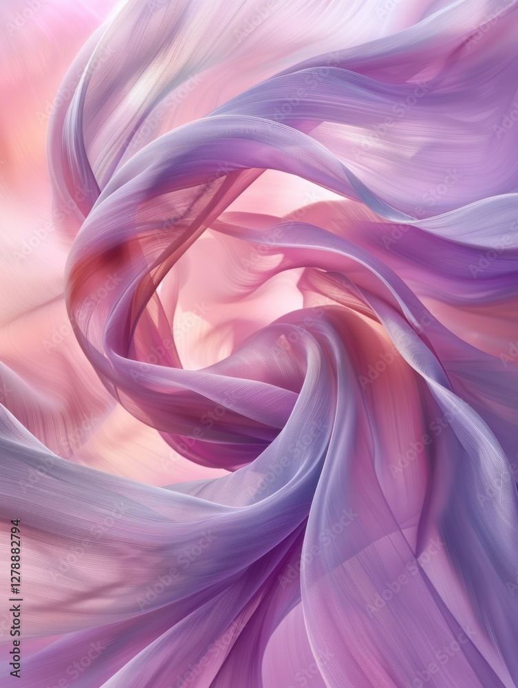 Obraz premium Delicate brushstrokes create a dreamy composition with swirling pastel pinks and purples, evoking a tranquil atmosphere