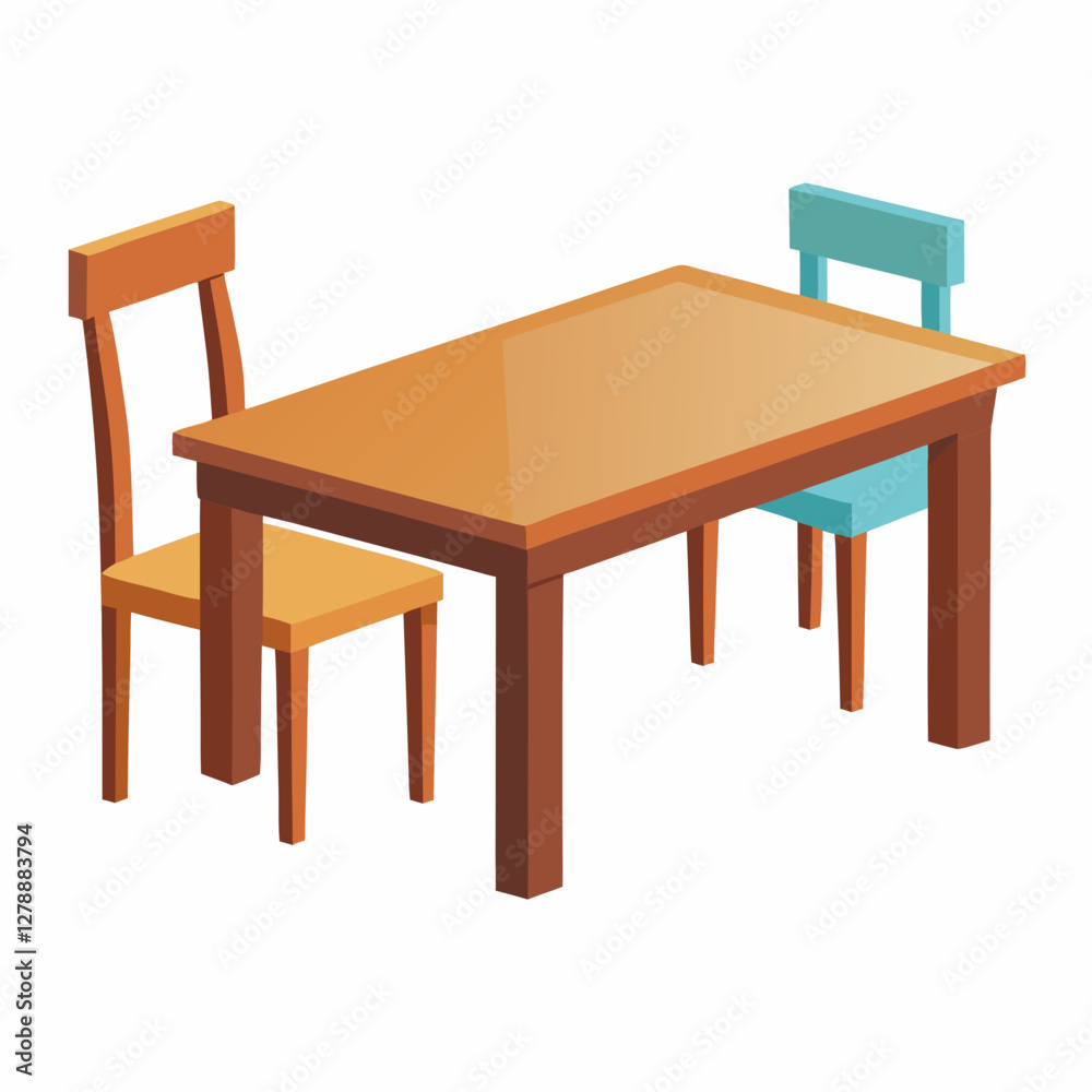 Minimalist Dining Table Vector Illustration on White Background Minimalist Dining Table Vector Illustration on White Background