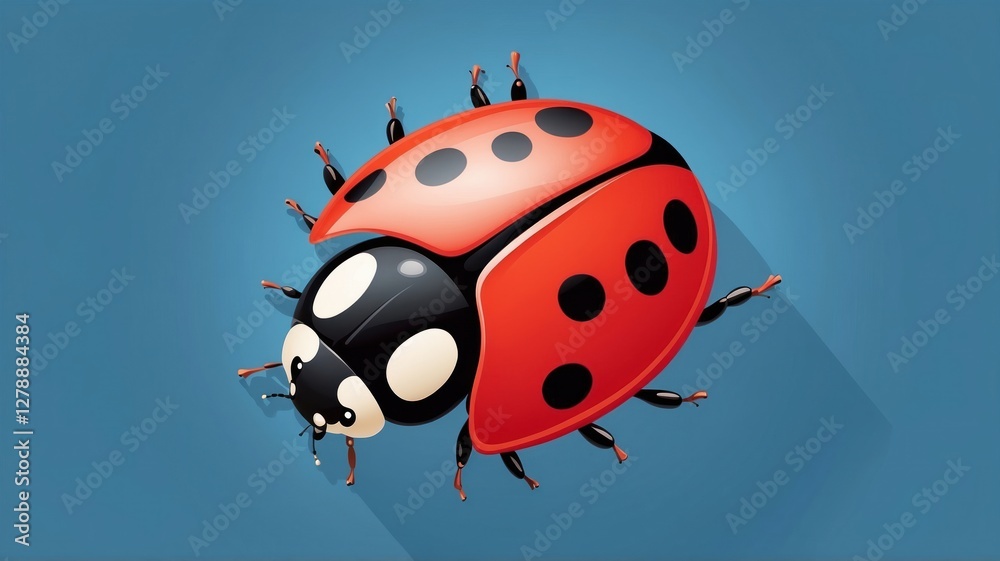 Naklejka premium Vibrant Ladybug and Beetle on Blue Background: Nature's Colorful Duo
