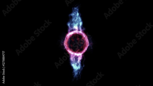 A rotating neutron star on a black background. Abstract animation.