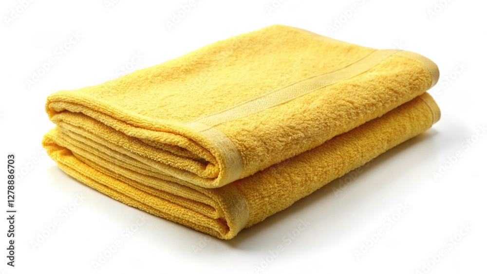 Folded yellow towel on white background with soft texture ideal for kitchen or cleaning purposes premium quality textile product
Folded yellow towel on white background with soft texture ideal for kitchen or cleaning purposes premium quality textile product