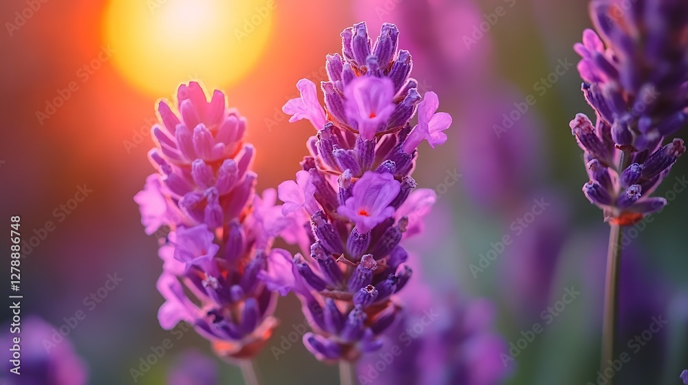 Obraz premium Lavender flowers at sunset