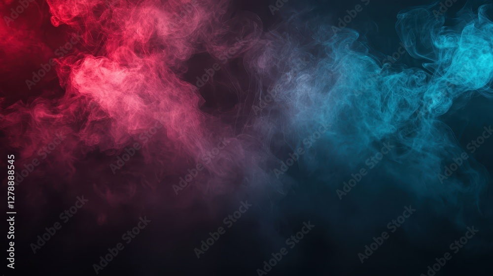 Colorful Smoke Swirls on Dark Background in Red and Blue Tones Colorful Smoke Swirls on Dark Background in Red and Blue Tones