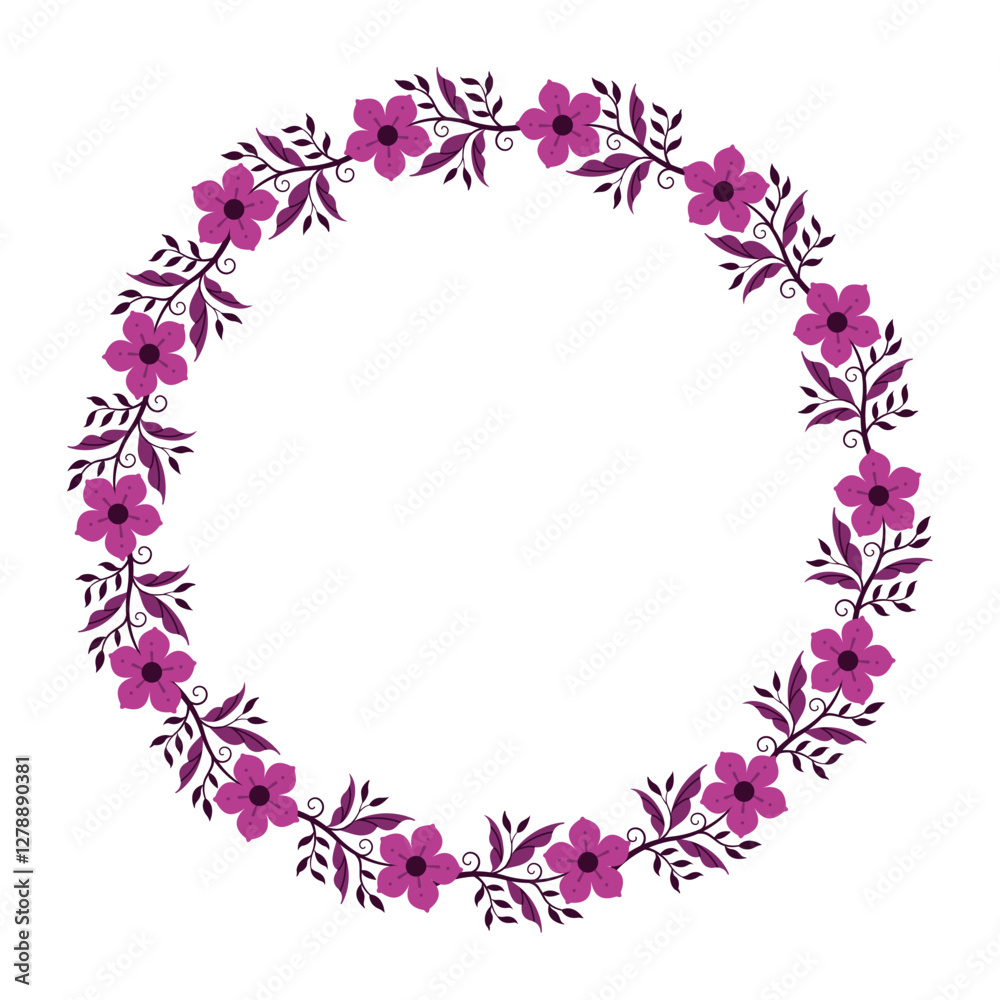 Dark Purple Floral Wreath Elegant Botanical Frame Dark Purple Floral Wreath Elegant Botanical Frame